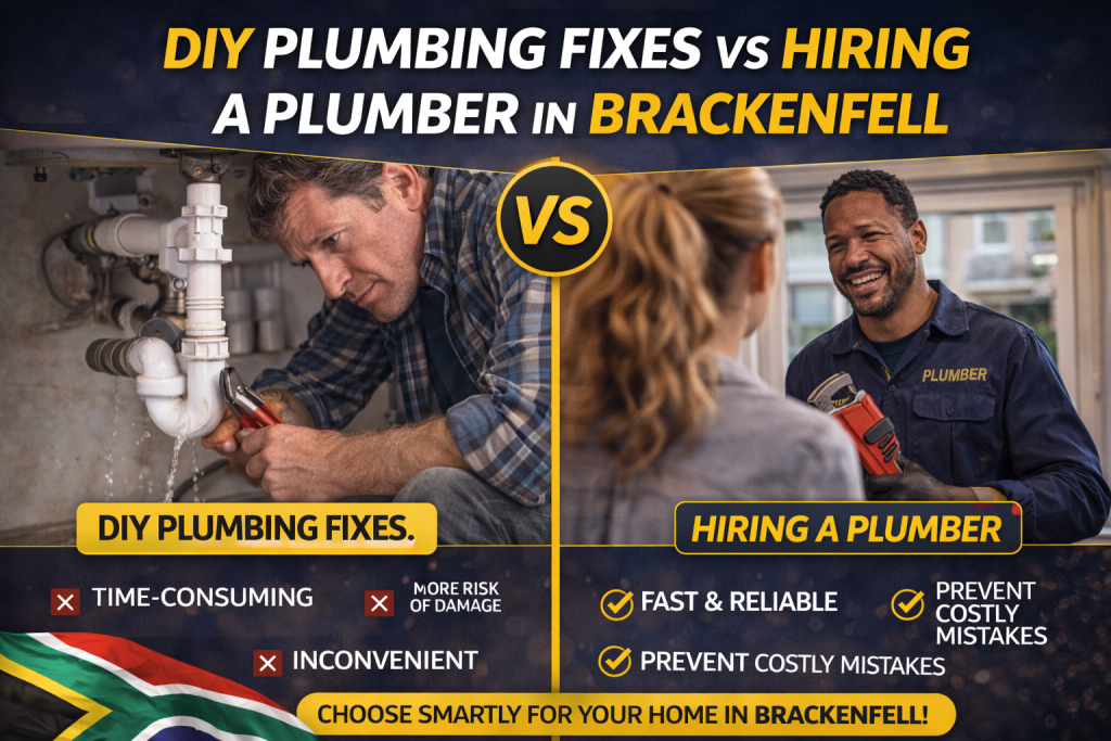DIY plumbing vs professional plumber Brackenfell home repairs comparison