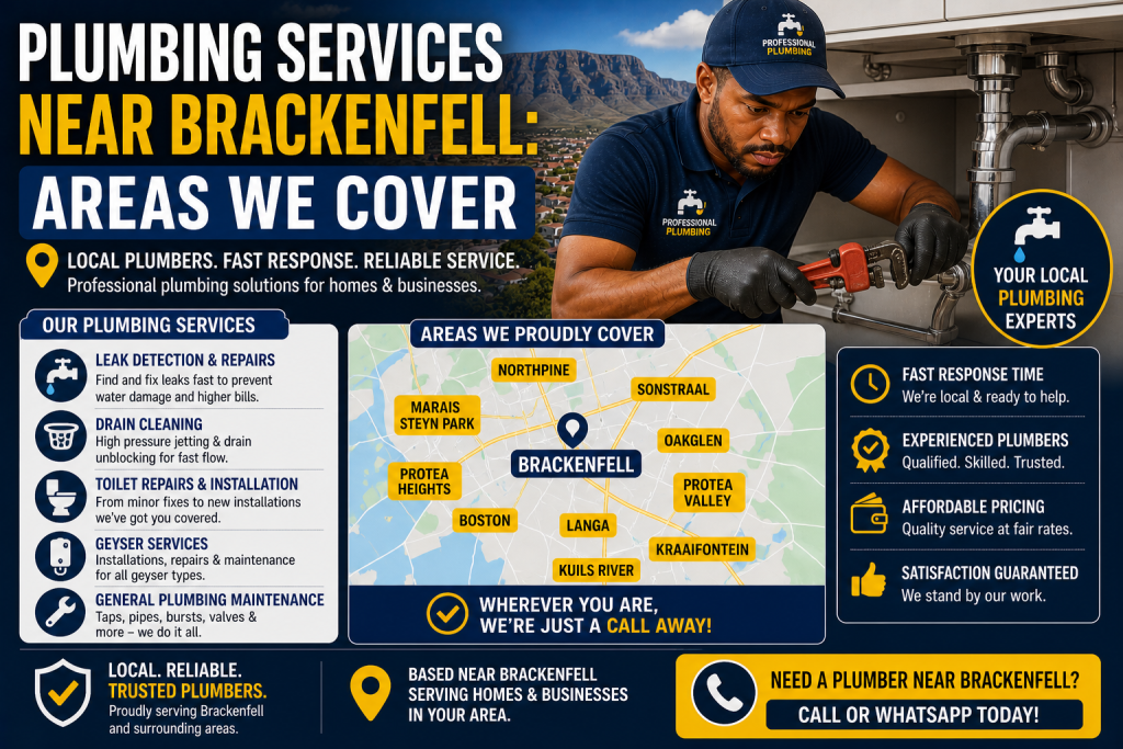 Plumber near Brackenfell areas covered including Kraaifontein Bellville Kuils River