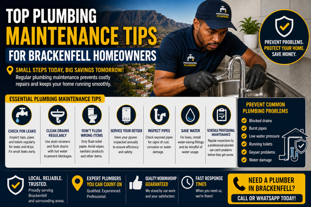 Plumbing maintenance Brackenfell homeowner checking pipes and preventing leaks